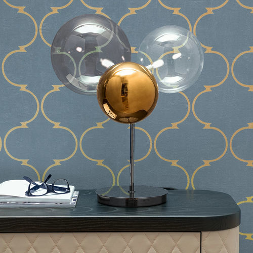 Tischlampe - ATOMO - Tonin Casa - aus verchromtem Metall / Borosilikatglas / modern
