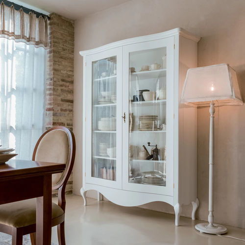 Klassische Vitrine - ANVILLE - Tonin Casa - lackiertes Holz / weiß / beige
