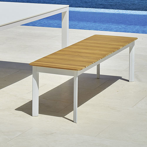 Moderne Gartenbank - SYSTEM - Varaschin - Teakholz / Stoff / Aluminium
