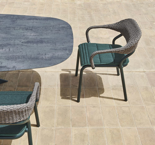 Moderner Gartenstuhl - NOSS - Varaschin - für Terrasse / Lochblech / Stoff