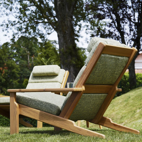 Moderner Sessel - BALI Bergère - Varaschin - Stoff / Teakholz / mit abnehmbarem Kissen