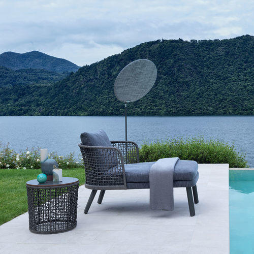 Moderne Liege - Emma  - Varaschin - Stoff / Iroko / aus lackiertem Aluminium