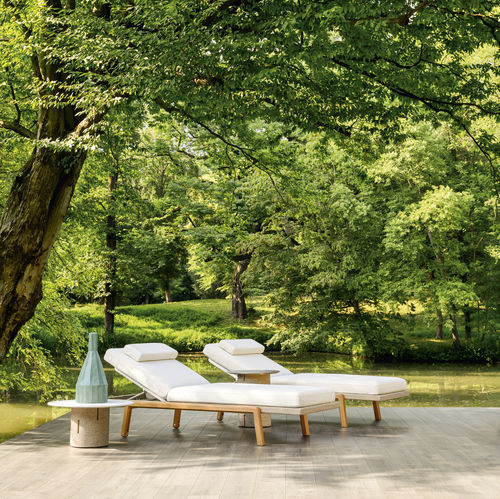 Moderne Sonnenliege - 2576 - Varaschin - Stoff / Aluminium / Iroko