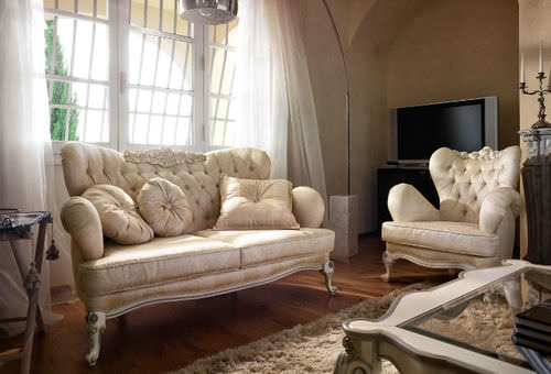 Stil-Sofa - CAPRI   - Volpi - Stoff / beige / Zweisitzer