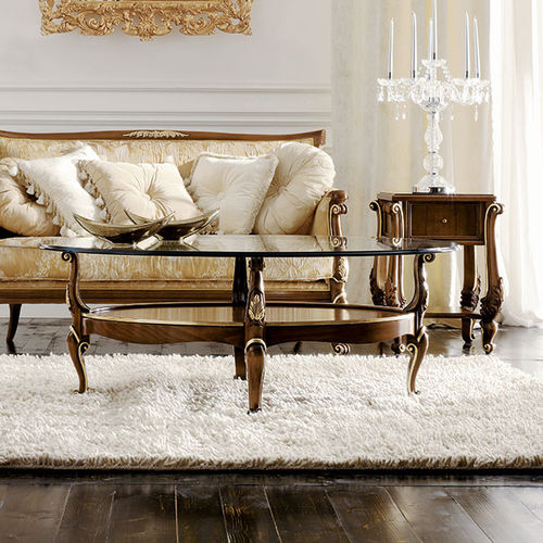 Stil-Couchtisch - BOEMIA  - Volpi - Glas / Nussbaum / oval