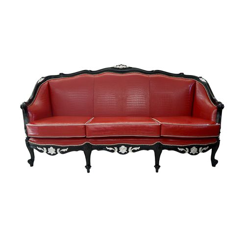 Neobarock-Sofa - MARSHAL CROCODILE - David Style - Leder / rot / 3 Plätze