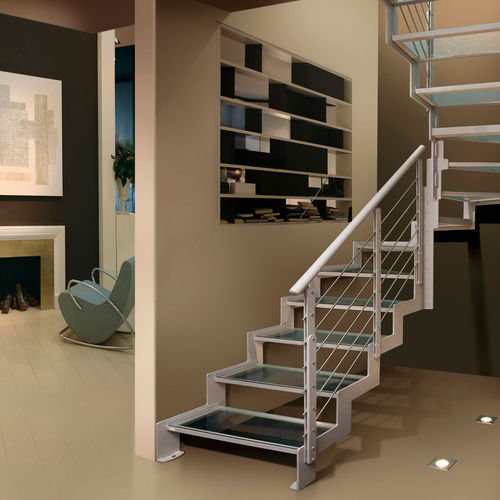 Halbgewendelte Treppe - LOGICA ECF - ITALIAN FASHION STAIRS - Glasstufen / mit Stahlstruktur / für Privatgebrauch