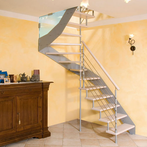 Treppe / abgewinkelte Spindeltreppe - LERICI MINI CS - ITALIAN FASHION STAIRS - Holzstufen / mit Stahlstruktur / für Privatgebrauch