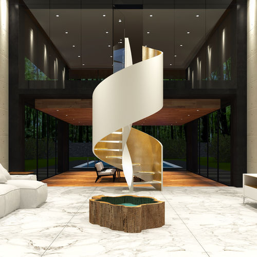 Spindeltreppe - ASTRALE METAL R-WOOD - ITALIAN FASHION STAIRS - Metallstufen / mit Stahlstruktur / für Privatgebrauch