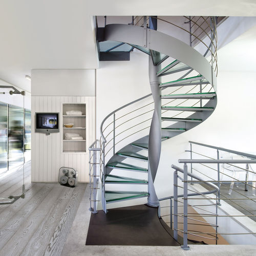 Spindeltreppe - ASTRALE V - ITALIAN FASHION STAIRS - Glasstufen / mit Stahlstruktur / für Privatgebrauch