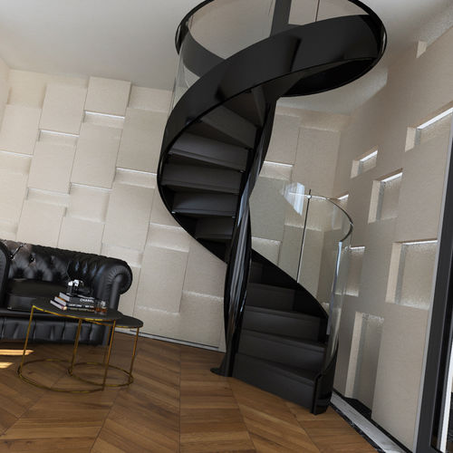 Spindeltreppe - ASTRALE T-E-GLASS - ITALIAN FASHION STAIRS - Holzstufen / mit Stahlstruktur / für Privatgebrauch