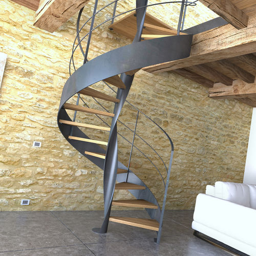 Spindeltreppe - ASTRALE SN - ITALIAN FASHION STAIRS - Holzstufen / mit Stahlstruktur / für Privatgebrauch