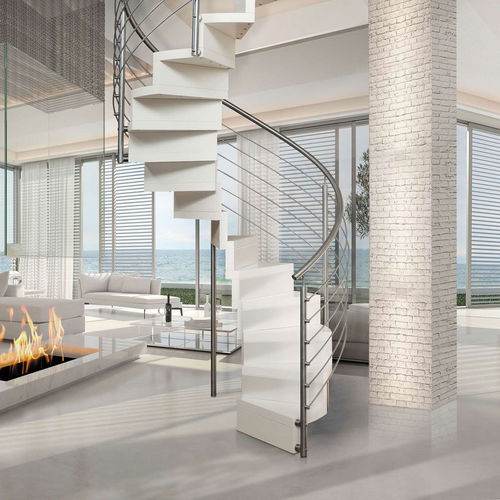 Spindeltreppe - CHIC SILVER INOX - ITALIAN FASHION STAIRS - Holzstufen / für Privatgebrauch / für den Innenraum