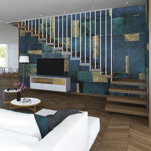 Gerade Treppe - INVISIBLE STRUCTURE TS - ITALIAN FASHION STAIRS - viertelgewendelt / halbgewendelt / Holzstufen