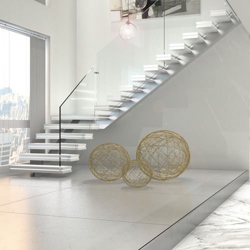Gerade Treppe - PORTOFINO C-B-E-GLASS - ITALIAN FASHION STAIRS - viertelgewendelt / halbgewendelt / Stufen aus Verbundwerkstoff