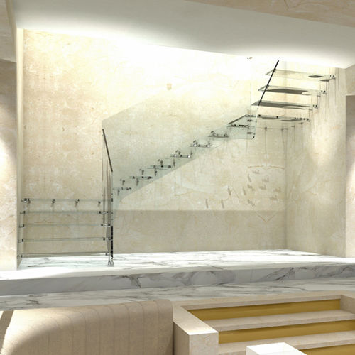 Gerade Treppe - SBALZO ALL E-GLASS - ITALIAN FASHION STAIRS - viertelgewendelt / halbgewendelt / Glasstufen