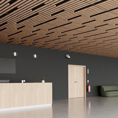 Akustikplatte für abgehängte Decken - LINEA 4.2.4 LITE - LAUDESCHER - Tanne / Massivholz / Eiche