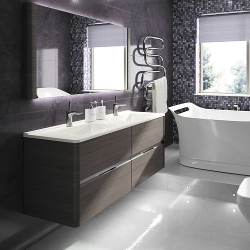 Doppelter Waschtisch-Unterschrank - DOLCE - AMBIANCE BAIN - wandhängend / Holz / Verbundwerkstoff