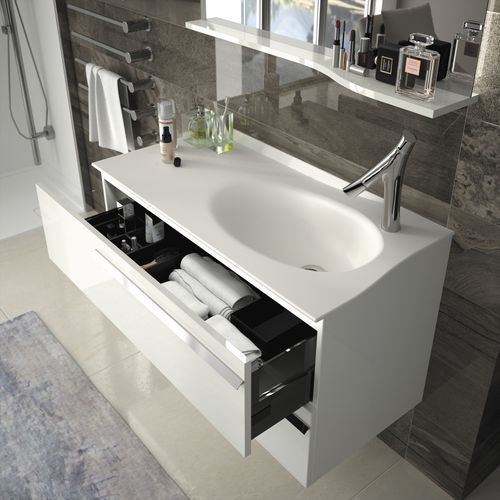 Doppelter Waschtisch-Unterschrank - JOYA - AMBIANCE BAIN - wandhängend / Holz / Glas