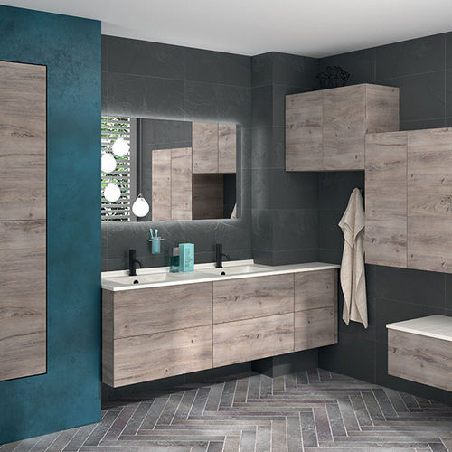 Doppelter Waschtisch-Unterschrank - AKIDO - AMBIANCE BAIN - freistehend / wandhängend / Polymer