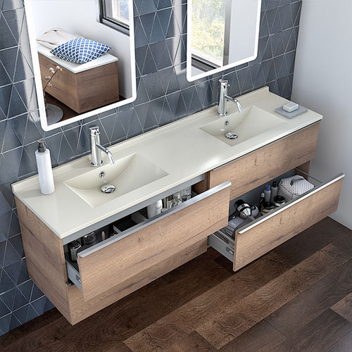 Doppelter Waschtisch-Unterschrank - AKIDO - AMBIANCE BAIN - wandhängend / freistehend / Holz