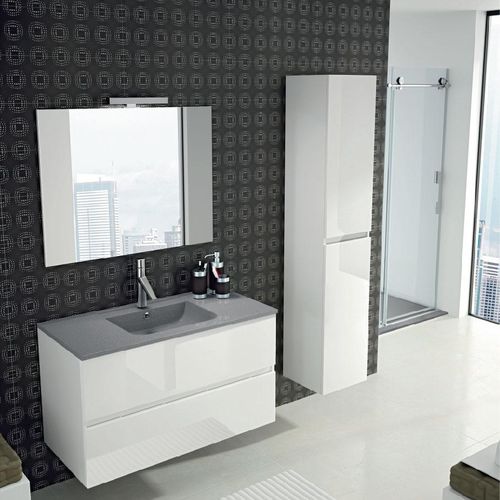 Säulenschrank für Badezimmer - KETTY - AMBIANCE BAIN - modern / mit Spiegel
