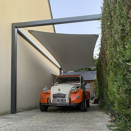 Selbsttragende Pergola - ID3 ABRIVOILE - Socotex - Abritez-vous chez nous - angebaut / Aluminium / mit Stoffüberdachung