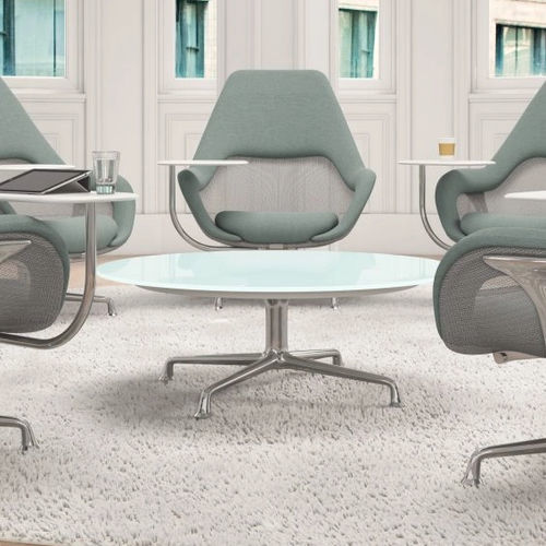 Moderner Couchtisch - SW_1 - Coalesse - Glas / Holzfurnier / Laminat