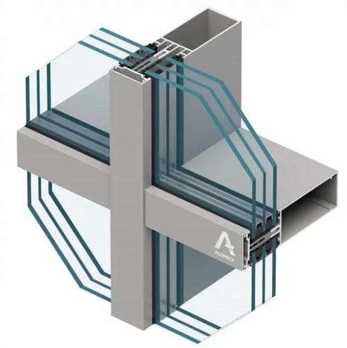Paneel-Vorhangfassade - MB-MT50N  - Aluprof S.A - aus Aluminium und Glas / Akustik / für Pfosten und Riegel