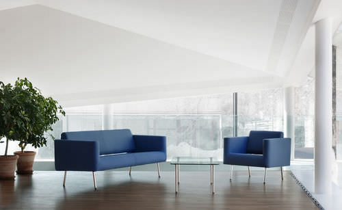 Modernes Sofa - ORBIS - Rossin - Stoff / blau / 3 Plätze