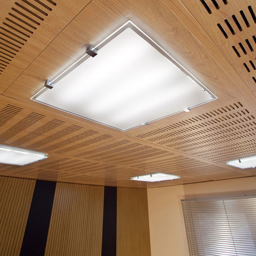 Dekorplatte für abgehängte Decken - L1 - Ideatec Advanced Acoustic Solutions - Brandschutz / hintergrundbeleuchtet / Holz