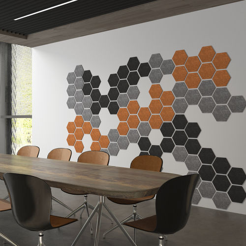 Wandmontierte Akustikplatte - HEXAGON - Ideatec Advanced Acoustic Solutions - für Decke / für abgehängte Decken / PET