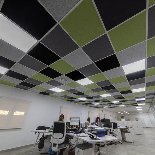 Akustik-Wandpaneel - TILE - Ideatec Advanced Acoustic Solutions - für abgehängte Decken / Polyester / rechteckig