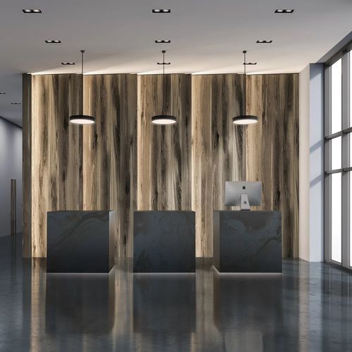 Modulare Empfangstheke - UNIKO - Fit Interiors - Laminat / Stahl / beleuchtet
