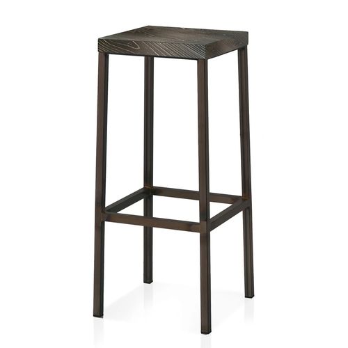 Moderner Barhocker - GRUNGE - Fit Interiors - Kiefer / Gestell aus Stahl / mit 4 Beinen