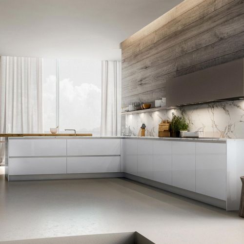Moderne Küche - YOTA : COMPOSIZION 03 - ARMONY CUCINE - lackiertes Holz / L-förmig / ohne Griff