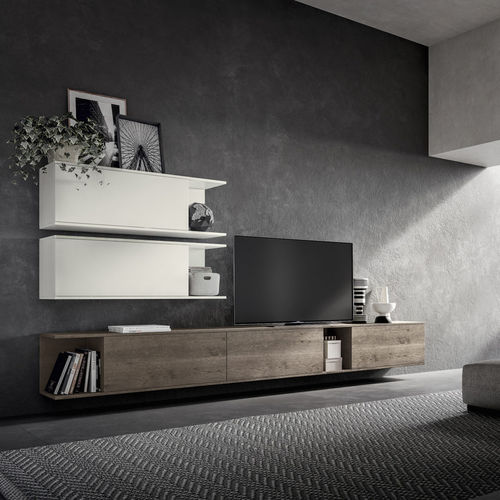 Moderne Wohnwand - RHO : COMPOSITION 04 - ARMONY CUCINE - Holzfurnier / melaminbeschichtet