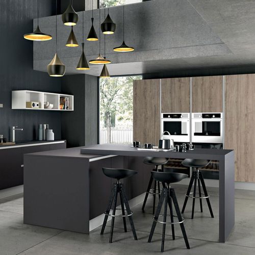 Moderne Küche - TAU : COMPOSITION 01 - ARMONY CUCINE - Laminat / Kochinsel / ohne Griff