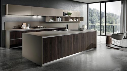 Moderne Küche - YPSILON : COMPOSITION 01 - ARMONY CUCINE - Holz / melaminbeschichtet / Kochinsel