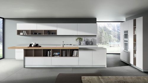 Moderne Küche - KAPPA : COMPOSITION 02 - ARMONY CUCINE - melaminbeschichtet / Kochinsel / ohne Griff