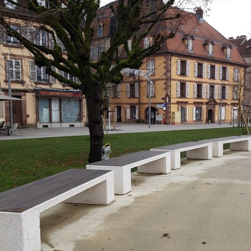 Moderne Bank für den öffentlichen Raum - BA76 P - Francioli - Holz / Beton / ohne Rückenlehne
