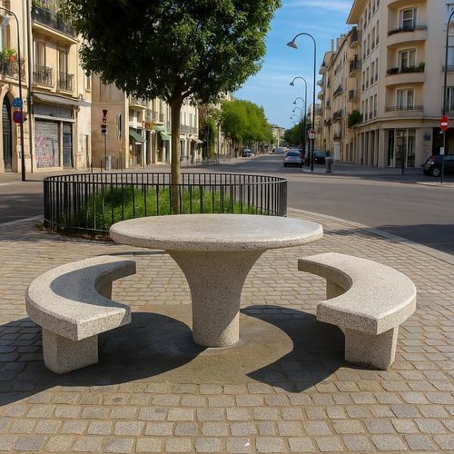 Beton-Picknicktisch - Table pique nique moderne - Francioli - Gestell aus Beton / kreisförmig / rund