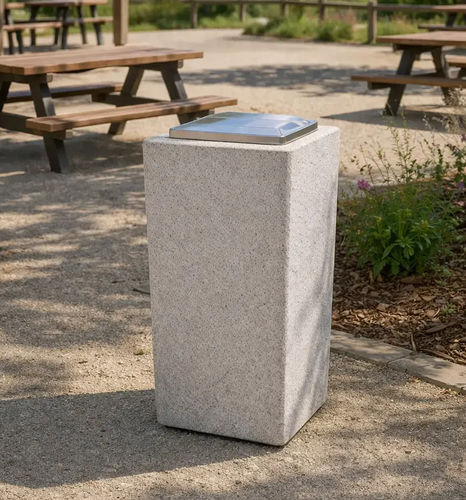 Park-Abfallbehälter - AP90 - Francioli - Edelstahl / Beton / mit Deckel