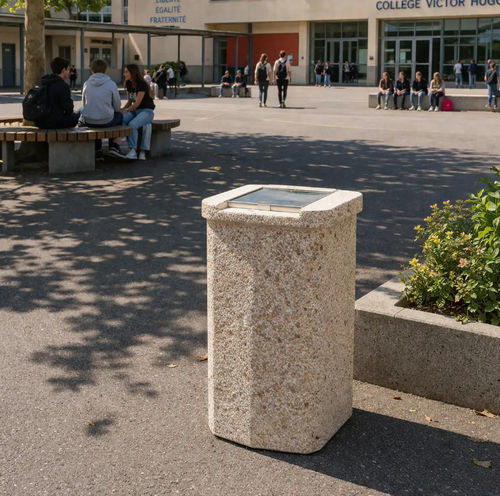Park-Abfallbehälter - AP130P - Francioli - Beton / mit Deckel / für Außenbereich