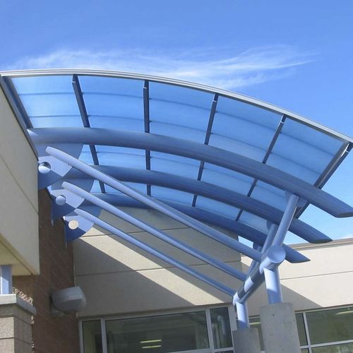 Vordach für Eingang - SKYSHADE 3100® - EXTECH Exterior Technologies, Inc - für Geschäftsgebäude / Metall / Polycarbonat