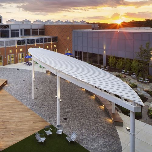 Vordach für Eingang - SKYSHADE 3300® - EXTECH Exterior Technologies, Inc - für Geschäftsgebäude / Metall / Polycarbonat