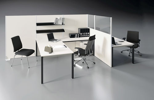 Bodenstehende Bürotrennwand - VELA - Codutti Furniture Srl - Glas / Aluminium