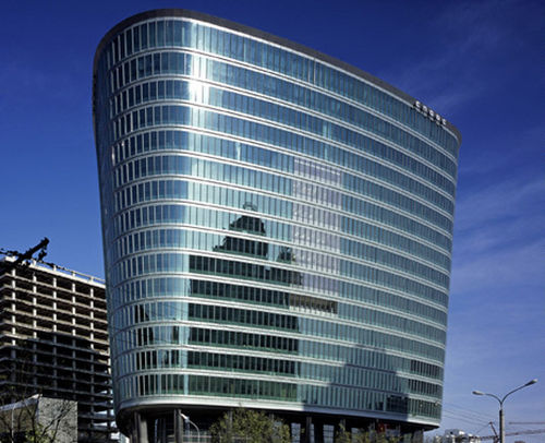 Platten-Vorhangfassade - CNOOC BUILDING - Josef Gartner - aus Aluminium und Glas / Brandschutz / transparent