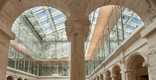 Vorhangfassade / freitragende Struktur - HARVARD ART MUSEUMS - Josef Gartner - aus Aluminium und Glas / aus Isolierglas