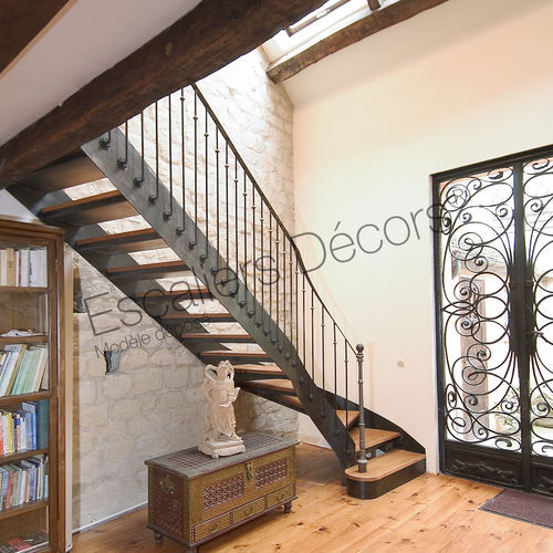 Viertelgewendelte Treppe - BISTROT DT33 ESCA'DROIT® - ESCALIERS DECORS - Holzstufen / mit Stahlstruktur / für Privatgebrauch